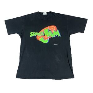 VTG Space Jam Movie Promo T-Shirt Black Adult XL Black Michael Jordan 1995